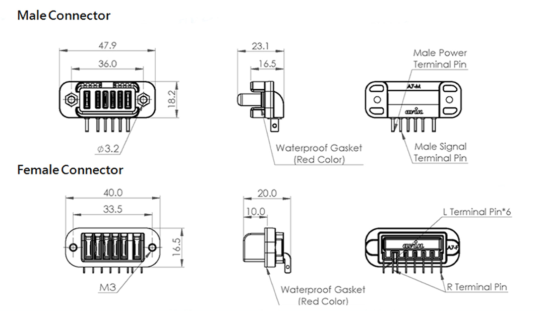 A7 Waterproof Connector & Wire Harness Assy, AVIN-IP68/IP66 Specification